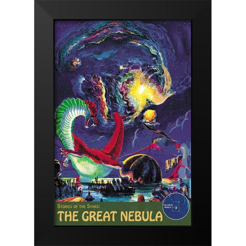 Retrosci-fi: Stories of the Stars - The Great Nebula Black Modern Wood Framed Art Print by Paul, Frank R.