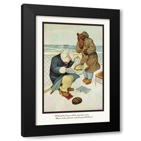 Teddy Roosevelts Bears: Teddy B and Teddy G Are Seasick Black Modern Wood Framed Art Print with Double Matting by Culver, R.K.