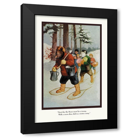 Teddy Roosevelts Bears: The Snow-Shoe Club Black Modern Wood Framed Art Print with Double Matting by Culver, R.K.