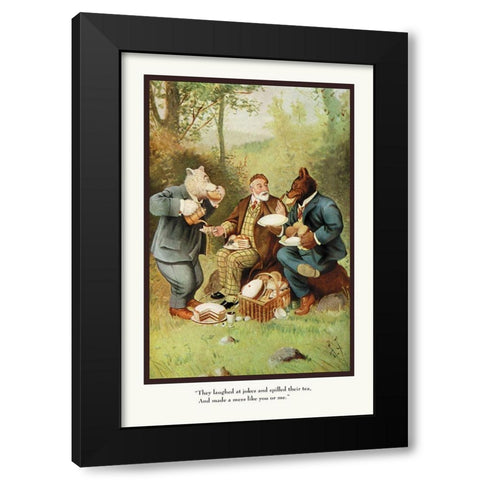 Teddy Roosevelts Bears: Teddy B and Teddy G at a Picnic Black Modern Wood Framed Art Print with Double Matting by Culver, R.K.