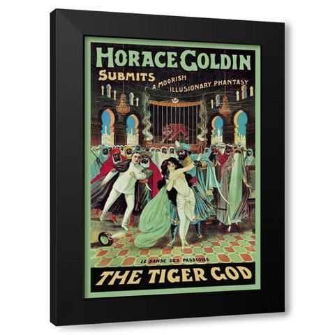 Magicians: Horace Goldin, Magician: The Tiger God Black Modern Wood Framed Art Print with Double Matting by Strobridge