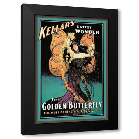 Magicians: Golden Butterfly: Kellars Latest Wonder Black Modern Wood Framed Art Print with Double Matting by Strobridge