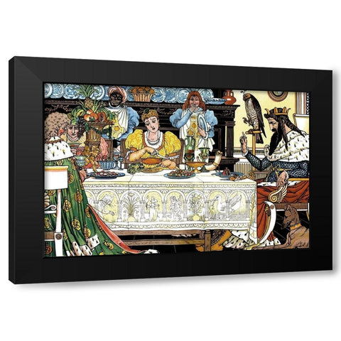 Frog Prince Title Page Black Modern Wood Framed Art Print by Crane, Walter