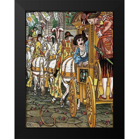 Frog Prince - Procession Black Modern Wood Framed Art Print by Crane, Walter