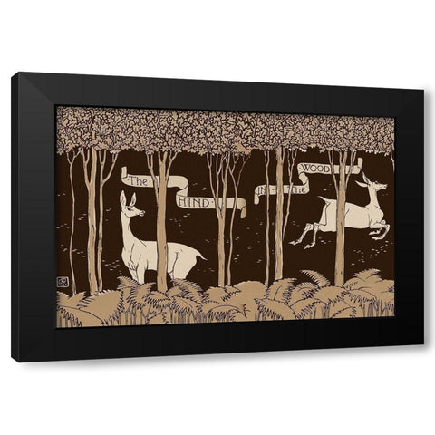 Hind in the Wood Title Page Black Modern Wood Framed Art Print with Double Matting by Crane, Walter