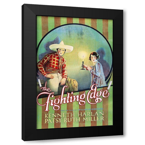 Vintage Westerns: Fighting Edge Black Modern Wood Framed Art Print with Double Matting by Unknown