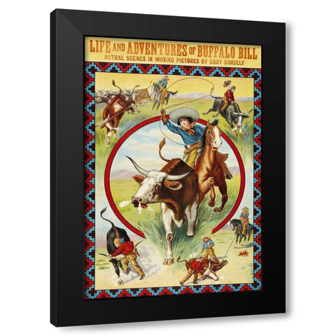 Vintage Westerns: Life and Adventures of Buffalo Bill Black Modern Wood Framed Art Print by Unknown