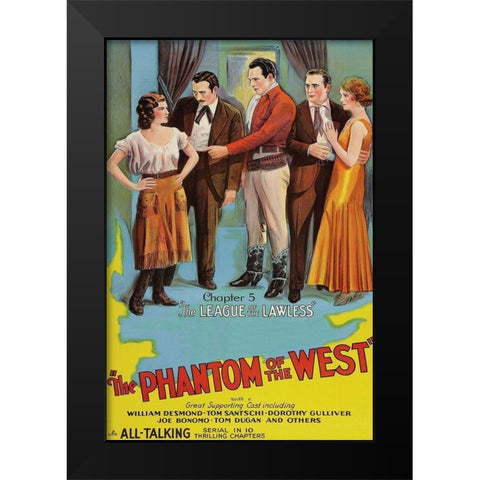 Vintage Westerns: Phantom of the West - League of the Lawless Black Modern Wood Framed Art Print by Unknown