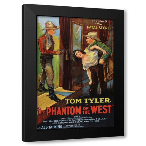 Vintage Westerns: Phantom of the West - Fatal Secret Black Modern Wood Framed Art Print by Unknown