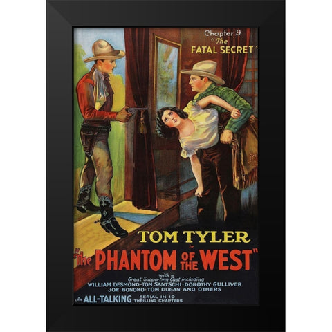 Vintage Westerns: Phantom of the West - Fatal Secret Black Modern Wood Framed Art Print by Unknown