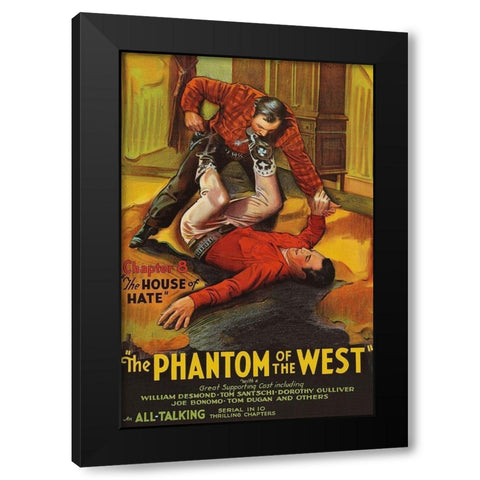 Vintage Westerns: Phantom of the West - House of hate Black Modern Wood Framed Art Print with Double Matting by Unknown