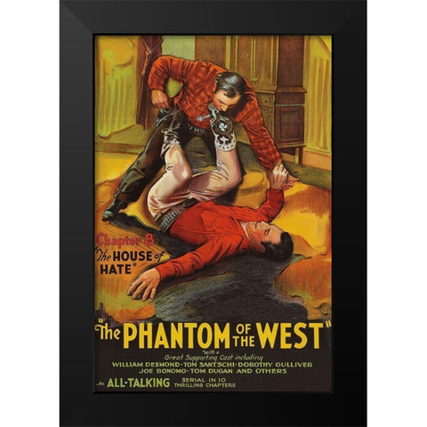 Vintage Westerns: Phantom of the West - House of hate Black Modern Wood Framed Art Print by Unknown