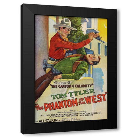 Vintage Westerns: Phantom of the West - Canyon of Calamity Black Modern Wood Framed Art Print by Unknown