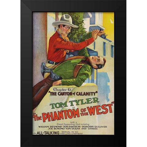Vintage Westerns: Phantom of the West - Canyon of Calamity Black Modern Wood Framed Art Print by Unknown