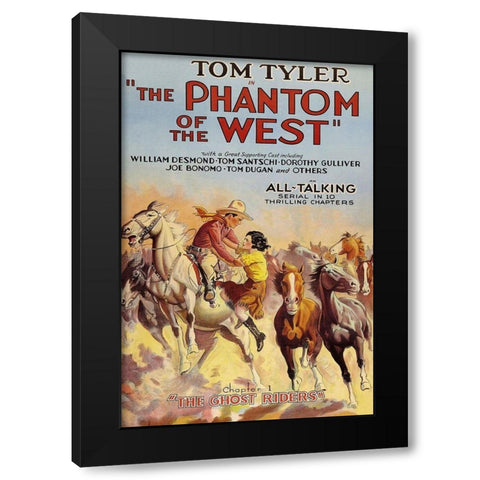 Vintage Westerns: Phantom of the West - Ghost Riders Black Modern Wood Framed Art Print by Unknown