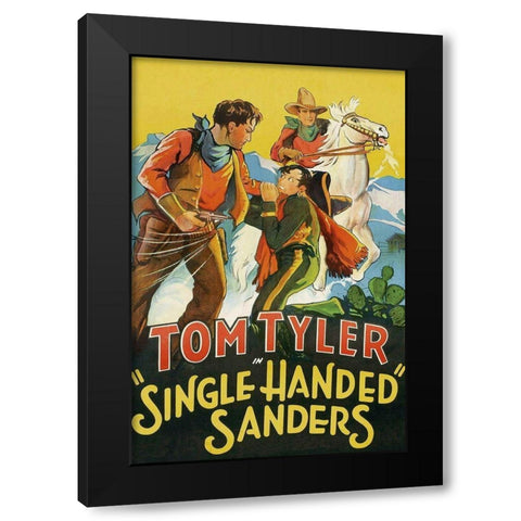 Vintage Westerns: Single Handed Sanders Black Modern Wood Framed Art Print with Double Matting by Unknown