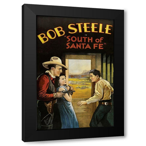 Vintage Westerns: South of Santa Fe Black Modern Wood Framed Art Print with Double Matting by Unknown