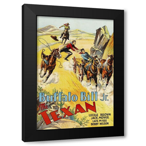 Vintage Westerns: Texan Black Modern Wood Framed Art Print with Double Matting by Unknown