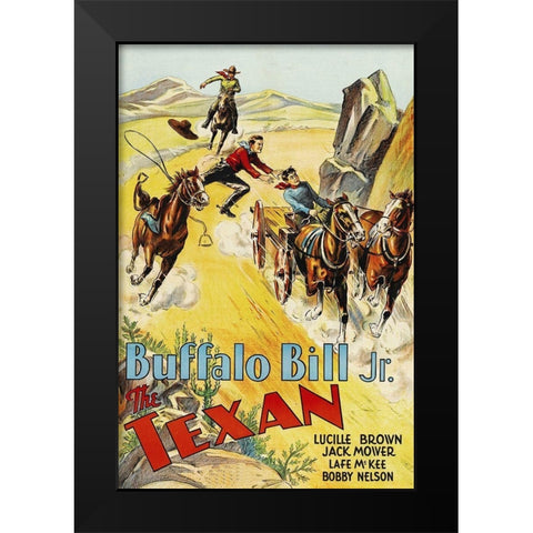 Vintage Westerns: Texan Black Modern Wood Framed Art Print by Unknown