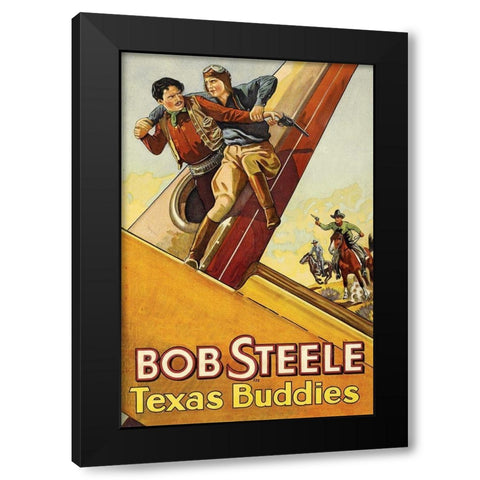 Vintage Westerns: Texas Buddies Black Modern Wood Framed Art Print with Double Matting by Unknown