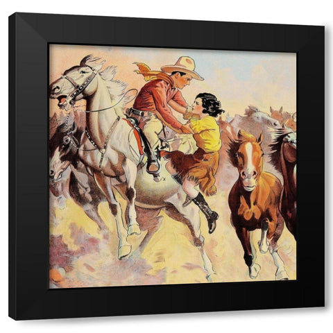 Vintage Westerns: Phantom of the West - Ghost Riders - Detail Black Modern Wood Framed Art Print with Double Matting by Unknown