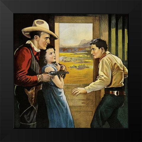 Vintage Westerns: South of Santa Fe - Detail Black Modern Wood Framed Art Print by Unknown