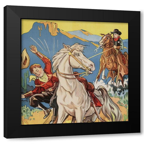 Vintage Westerns: Vanishing men - Detail Black Modern Wood Framed Art Print with Double Matting by Unknown