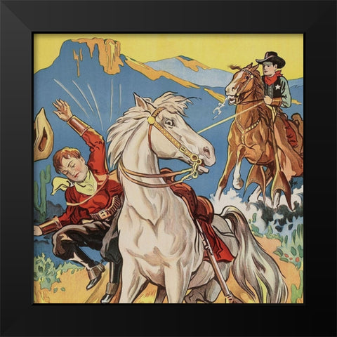 Vintage Westerns: Vanishing men - Detail Black Modern Wood Framed Art Print by Unknown