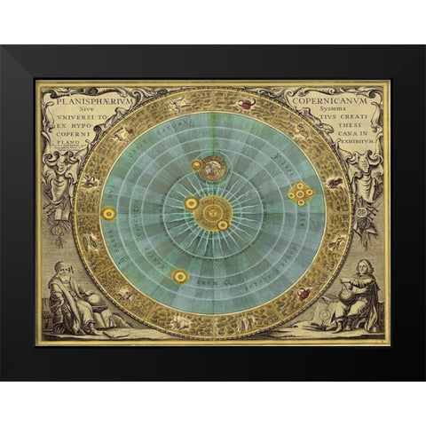 Maps of the Heavens: Planisphaerium Copernicanum Black Modern Wood Framed Art Print by Cellarius, Andreas