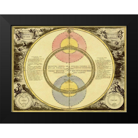 Maps of the Heavens: Theoria Veneris Black Modern Wood Framed Art Print by Cellarius, Andreas