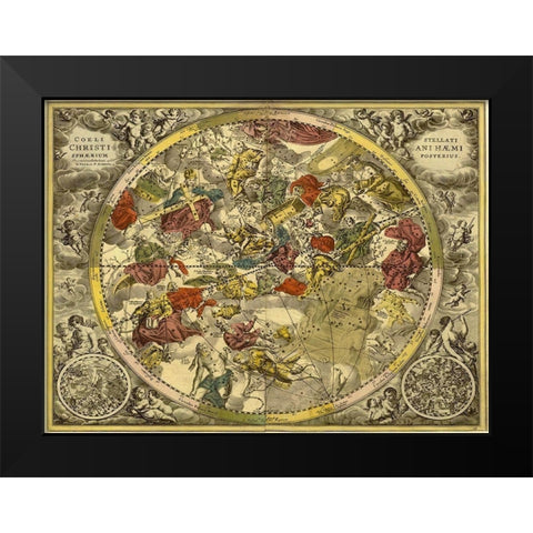 Maps of the Heavens: Coelistellati Christianihaemi Black Modern Wood Framed Art Print by Cellarius, Andreas