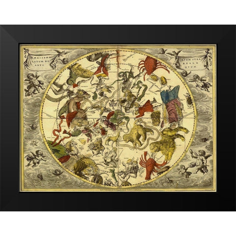 Maps of the Heavens: Planisphaerium Stellatum Boreale Black Modern Wood Framed Art Print by Cellarius, Andreas