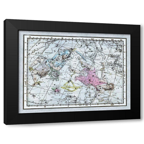 Maps of the Heavens: Andromeda and Perseus Black Modern Wood Framed Art Print by Jamieson, Alexander