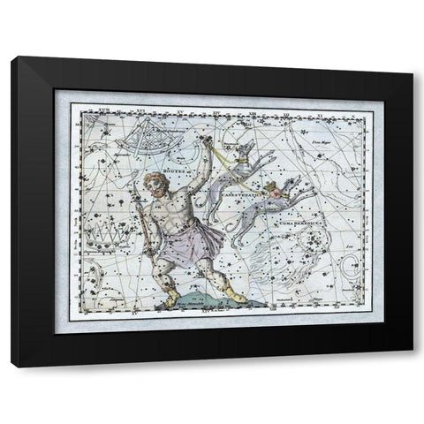 Maps of the Heavens: Bootes the Hunter and His Hounds Black Modern Wood Framed Art Print by Jamieson, Alexander