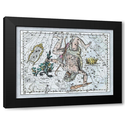Maps of the Heavens: Hercules, the Lyre and Corona Borealis Black Modern Wood Framed Art Print with Double Matting by Jamieson, Alexander