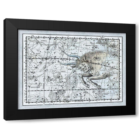 Maps of the Heavens: Taurus the Bull Black Modern Wood Framed Art Print by Jamieson, Alexander