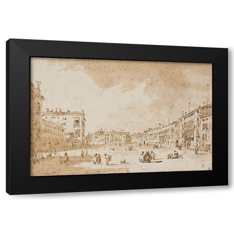 View of Campo San Polo, Venice, ca. 1790 Black Modern Wood Framed Art Print with Double Matting by Guardi, Francesco