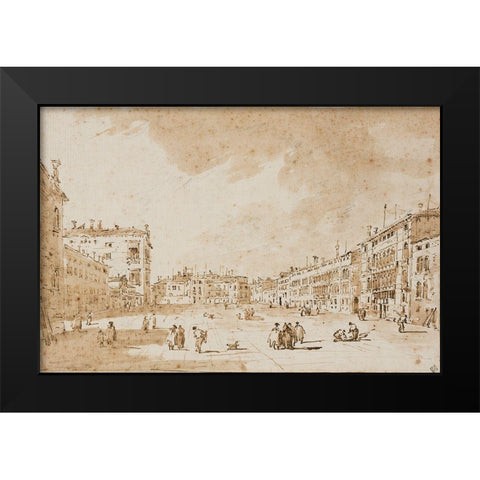 View of Campo San Polo, Venice, ca. 1790 Black Modern Wood Framed Art Print by Guardi, Francesco