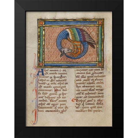 A Dragon-like Snake Black Modern Wood Framed Art Print by Franco-Flemish 13th Century