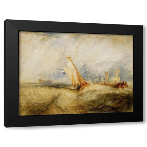 Van Tromp, going about to please his Masters, Ships a Sea, getting a Good Wetting, Black Modern Wood Framed Art Print by Turner, Joseph Mallord William