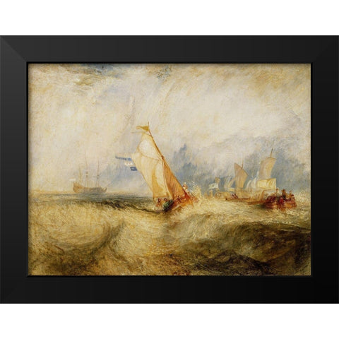 Van Tromp, going about to please his Masters, Ships a Sea, getting a Good Wetting, Black Modern Wood Framed Art Print by Turner, Joseph Mallord William