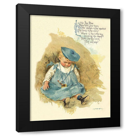 Nursery Rhymes: Little Boy Blue Black Modern Wood Framed Art Print with Double Matting by Humphrey, Maud