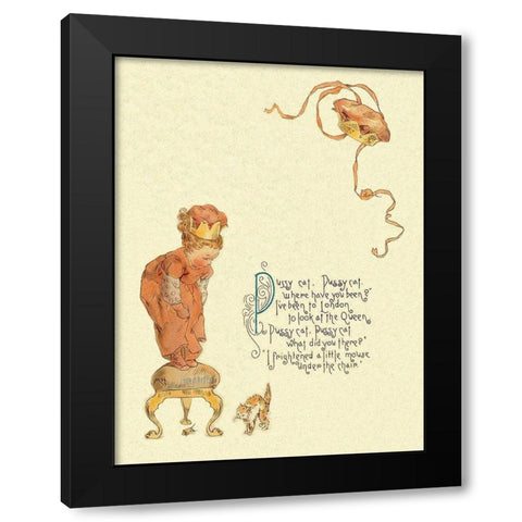 Nursery Rhymes: Pussy Cat, Pussy Cat Black Modern Wood Framed Art Print by Humphrey, Maud