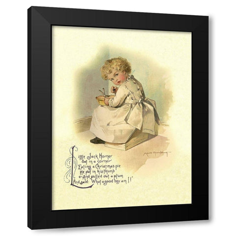 Nursery Rhymes: Little Jack Horner Black Modern Wood Framed Art Print with Double Matting by Humphrey, Maud