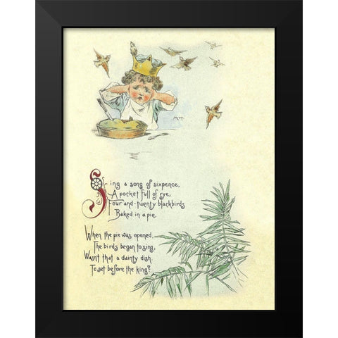 Nursery Rhymes: Sing a Song of Sixpence Black Modern Wood Framed Art Print by Humphrey, Maud
