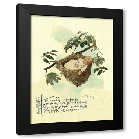 Nursery Rhymes: Hush A Bye Baby Black Modern Wood Framed Art Print with Double Matting by Humphrey, Maud