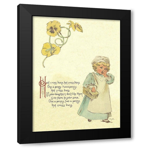 Nursery Rhymes: Hot Cross Buns Black Modern Wood Framed Art Print with Double Matting by Humphrey, Maud