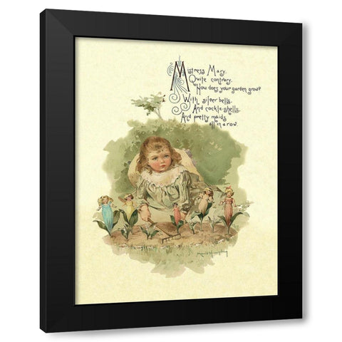 Nursery Rhymes: Mistress Mary Quite Contrary Black Modern Wood Framed Art Print with Double Matting by Humphrey, Maud
