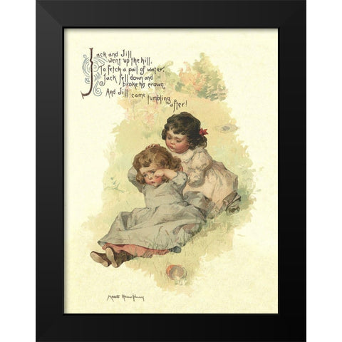 Nursery Rhymes: Jack and Jill Black Modern Wood Framed Art Print by Humphrey, Maud