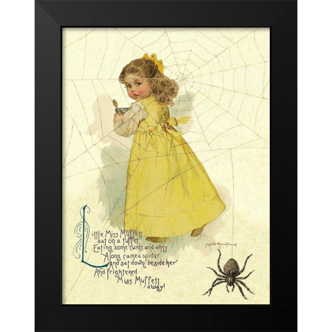 Nursery Rhymes: Little Miss Muffett Black Modern Wood Framed Art Print by Humphrey, Maud